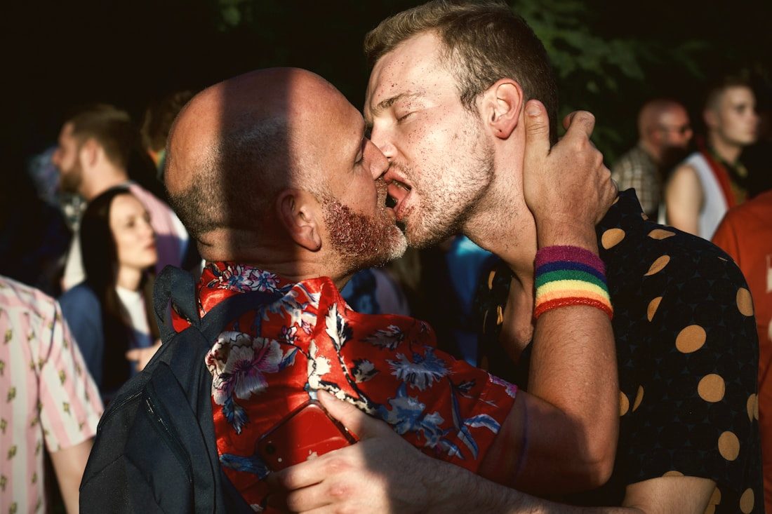 Two people sharing a tender moment at a wedding